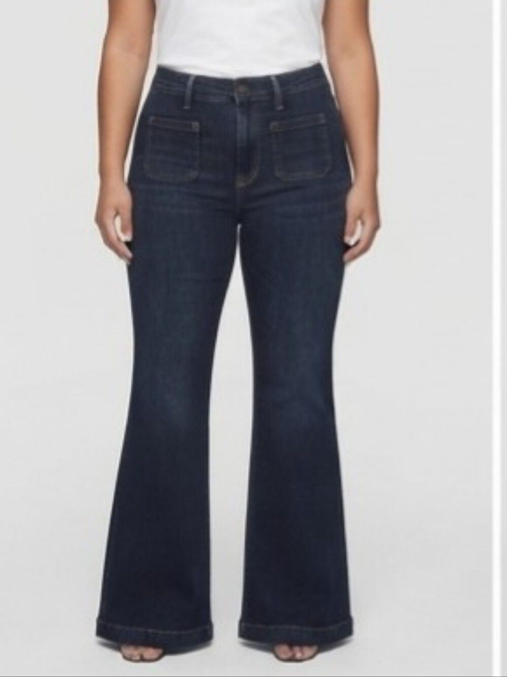 Good American Good Waist Super Flare Jeans Dark Indigo (DFD061)